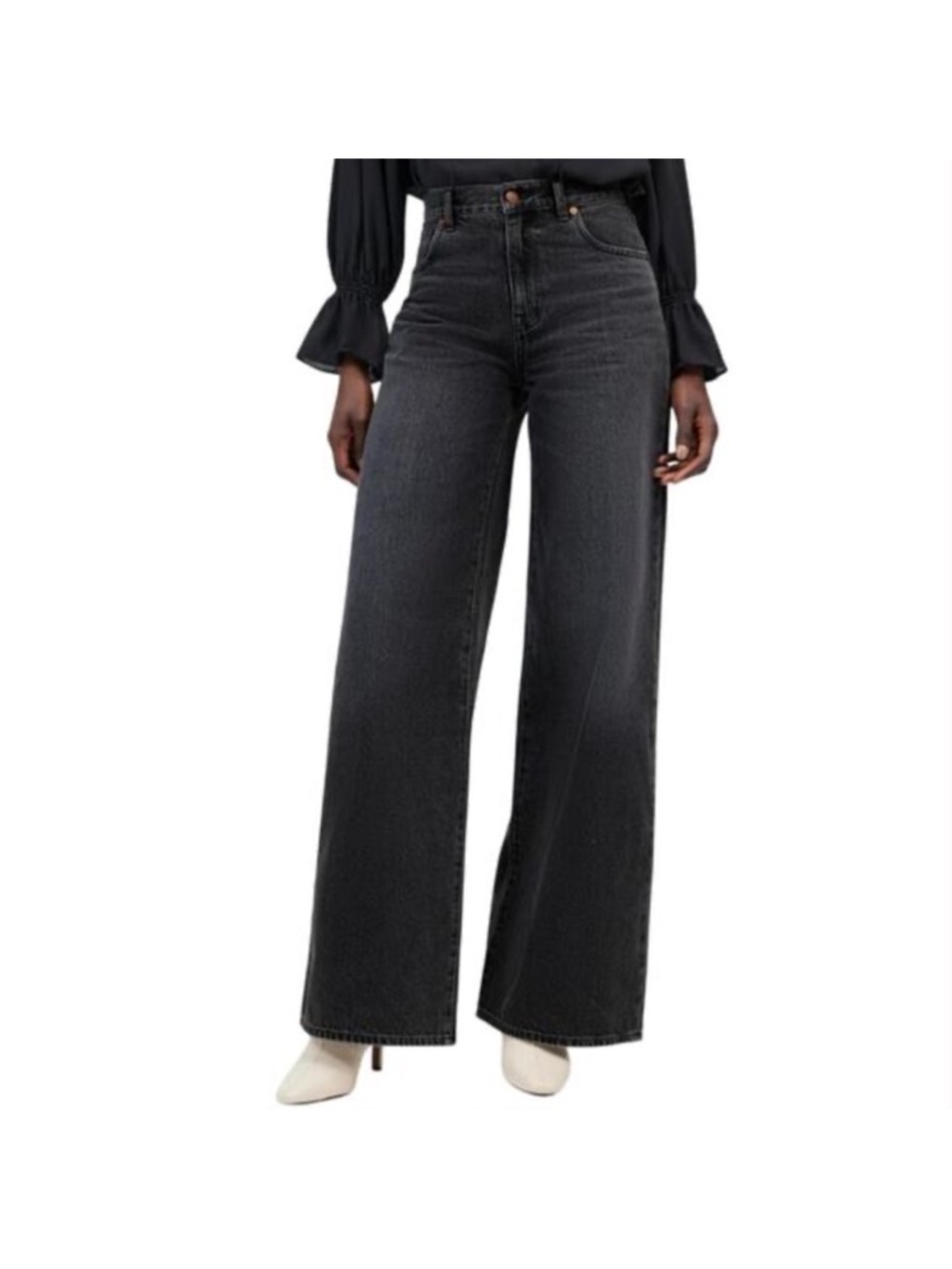 Madewell High-Rise Wide Leg Jeans - Charcoal Black